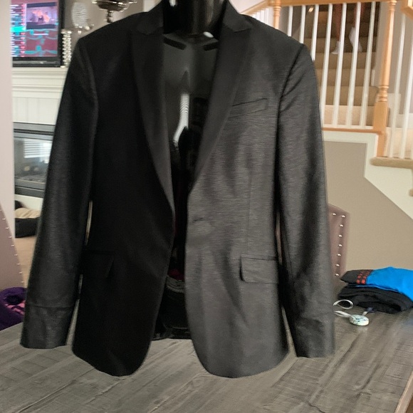 JF J.Ferrar Black Shimmer Men's Blazer Suit Jacket 38 R Slim Fit P2P 20” - Picture 3 of 10